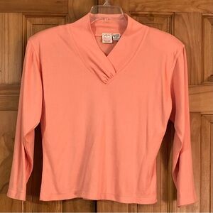 EUC Vintage 80s American Weekend Top Blouse Long Sleeve Peach Size M Medium